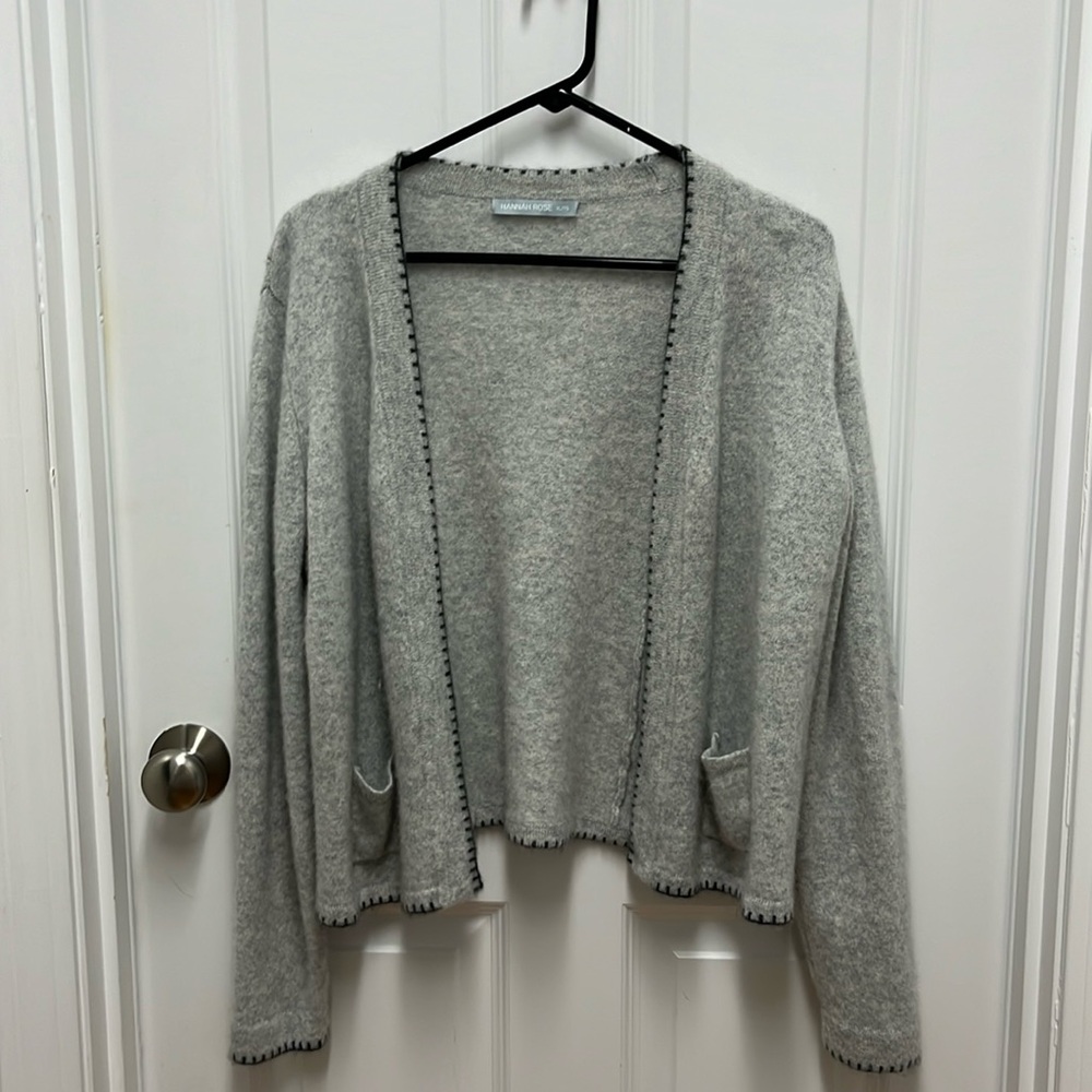 Woman’s Gray Hannah Rose‎ Cashmere Cardigan XL